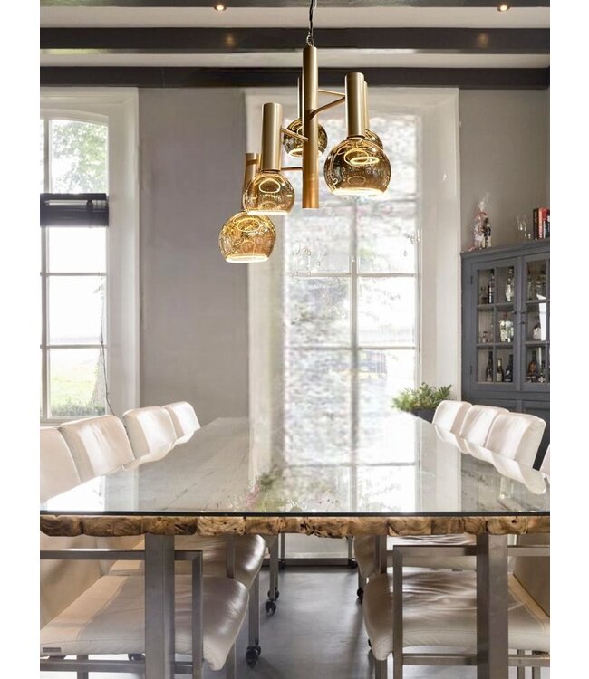 Leclercq & Bouwman hanglamp Escale 5-lichts brons
