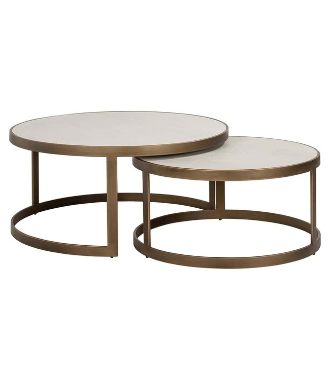 Richmond Interiors salontafel Whitebone brass set van 2 (Verona Grey)