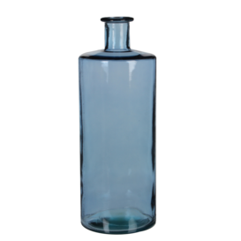 Guan Fles Vaas - H40 x Ø15 cm - Gerecycled Glas - Blauw