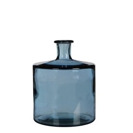 Guan Fles Vaas - H26 x Ø21 cm - Gerecycled Glas - Blauw