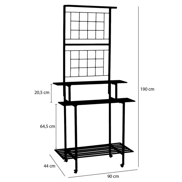 Mica Decorations Greenrax Plantenstandaard - L90 x B44 x H190 cm - Metaal - Zwart
