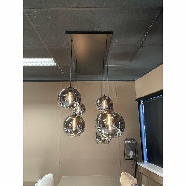 Luxury Living Hanglamp Smoke Glas 6-Licht