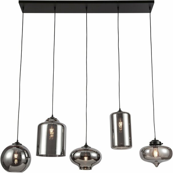 Luxury Living Ava Hanglamp Smoke Glas 5-Licht Mix