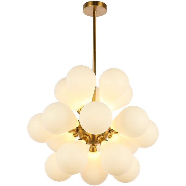 Luxury Living Hanglamp Ellen Gold Frosted White Glass.
