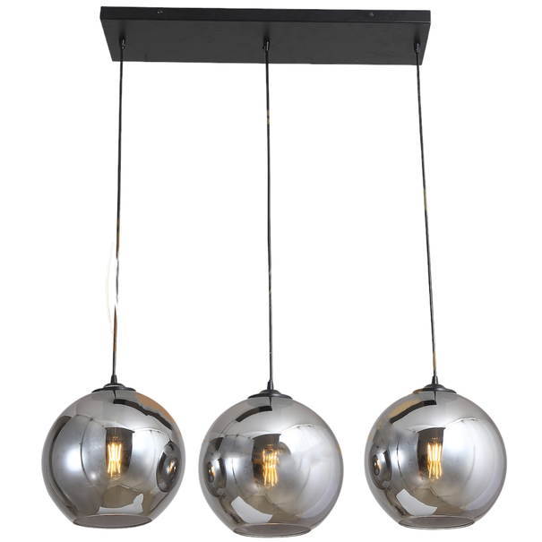Luxury Living Hanglamp Smoke Glas 3-Lichts Recht