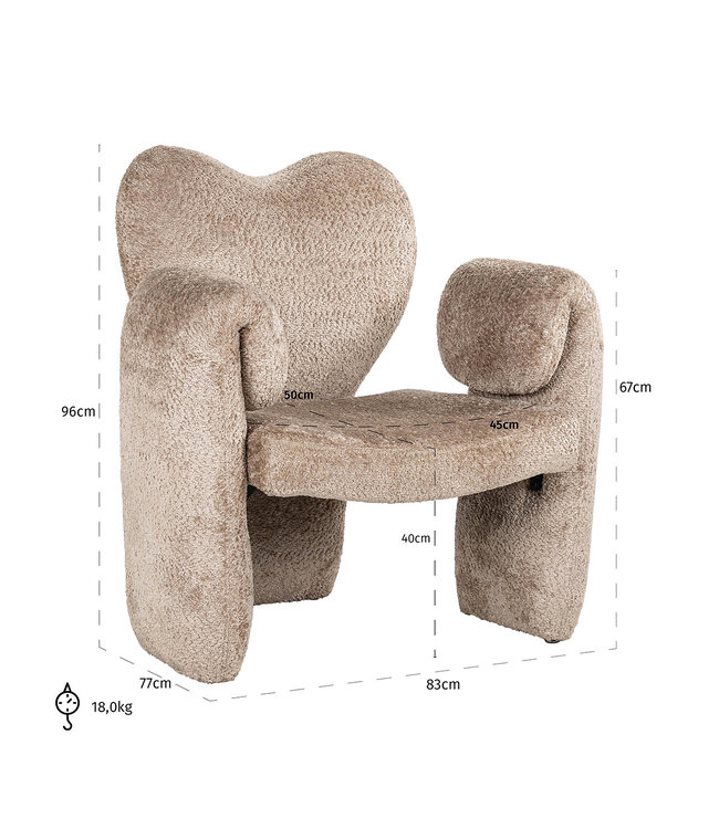 Richmond Interiors fauteuil Didi natural sheep kleur 01 Nature
