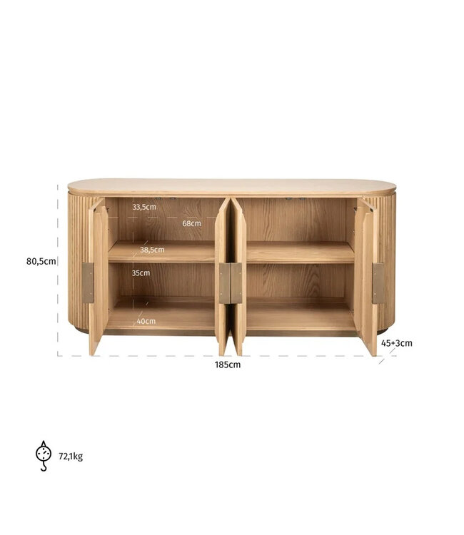Richmond Interiors Dressoir Belfort 4-deurs (Natural oak)