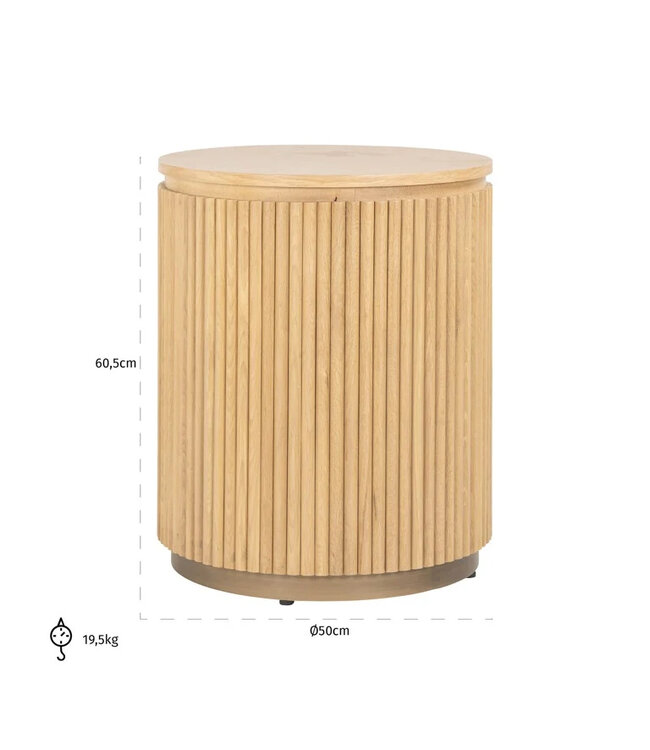 Richmond Interiors Bijzettafel Belfort 50 cm (Natural oak)