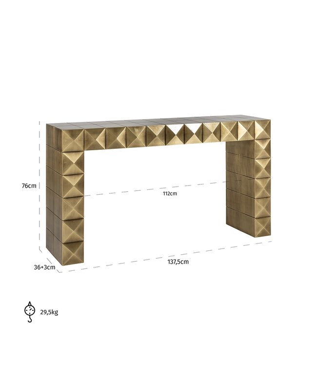 Richmond Interiors wandtafel Collada (Brushed Gold)