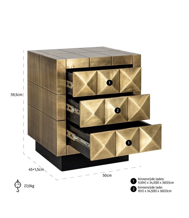 Richmond Interiors ladenkast Collada (Brushed Gold)  - Copy