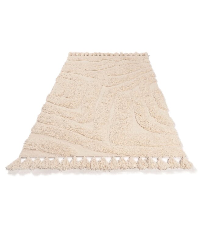 Wollen vloerkleed Desert Wave Off White in 3 maten