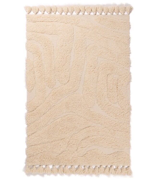 Wollen vloerkleed Desert Wave Off White in 3 maten