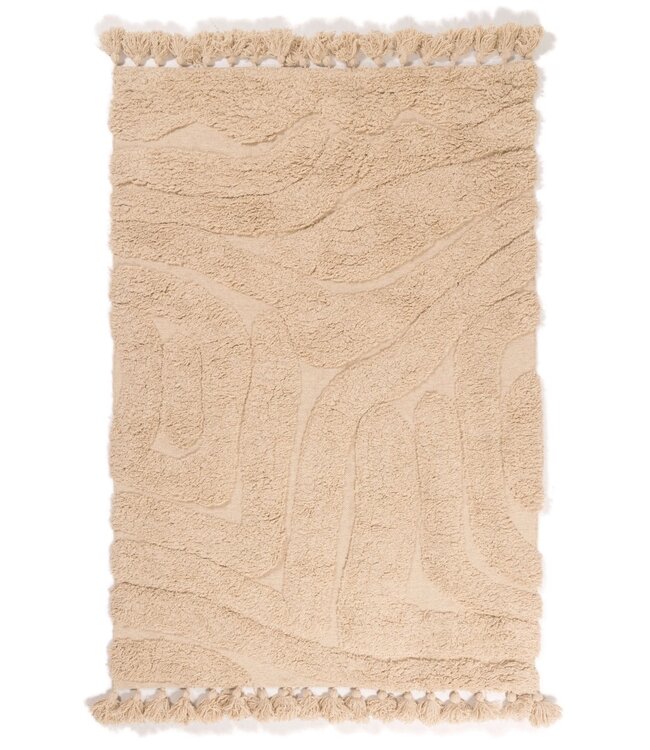 Wollen vloerkleed Desert Wave Sand in 3 maten