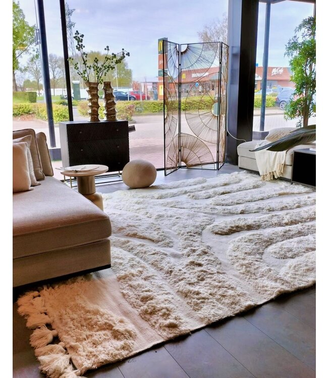 Wollen vloerkleed Desert Wave Sand in 3 maten