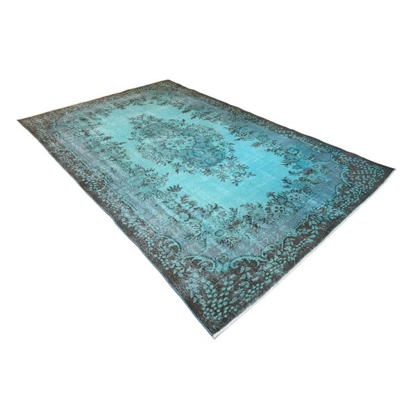 Yelvaer Turquoise vintage vloerkleed - 297x185 cm - HANDGEMAAKT