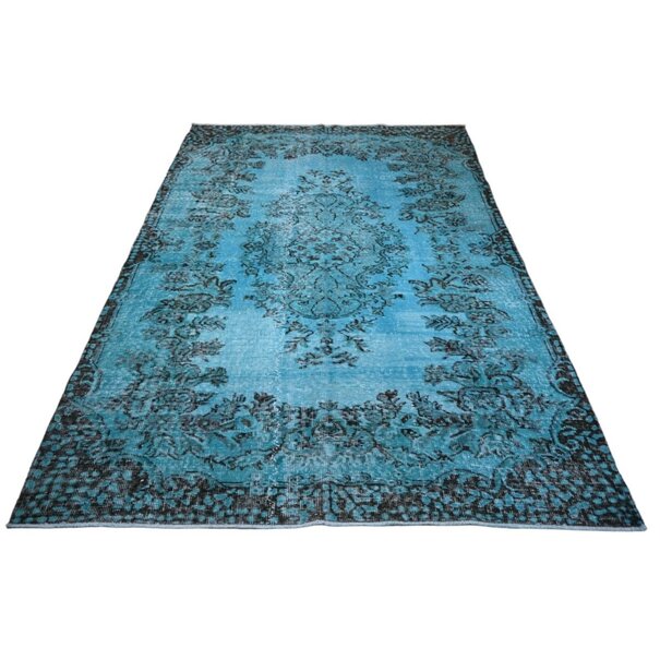 Yelvaer Turquoise vintage vloerkleed - 243x162 cm - HANDGEMAAKT