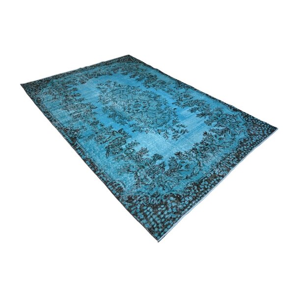 Yelvaer Turquoise vintage vloerkleed - 243x162 cm - HANDGEMAAKT