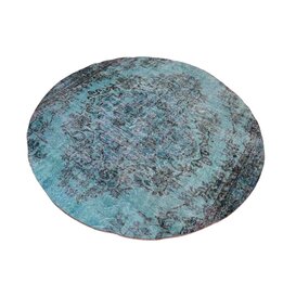 Rond Turquoise vintage vloerkleed - 167 cm