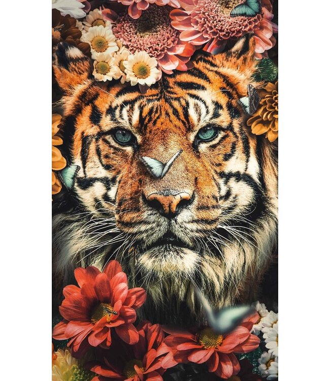Wandkraft Tiger,  wanddecoratie op glas