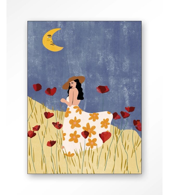 Urban Cotton Wandkleed Girl in a Poppyfield