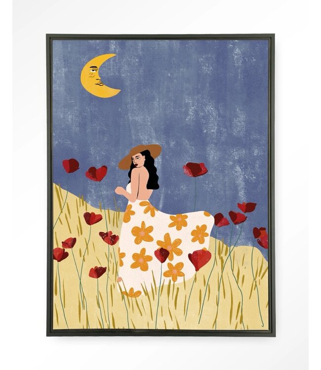 Urban Cotton Wandkleed Girl in a Poppyfield