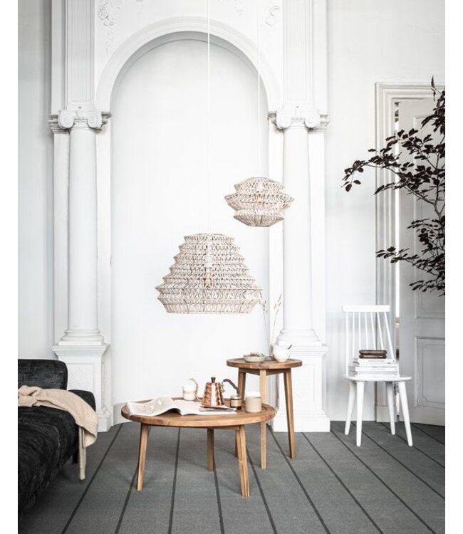 Light & Living hanglamp Flame in wit leer