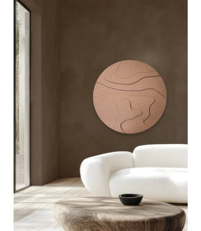 Wandkraft Contour Flow rond bruin op Feltro Acustico
