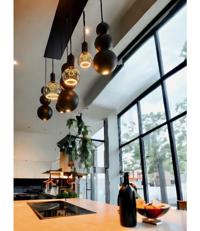 Leclercq & Bouwman hanglamp Allure Textured Black 7-lichts