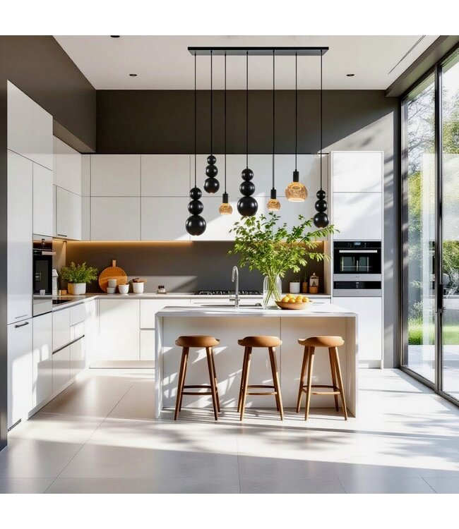 Leclercq & Bouwman hanglamp Allure Textured Black 7-lichts