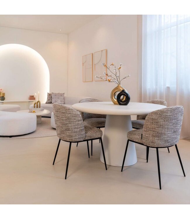 Richmond Interiors eettafel Bloomstone White, Rond  130  cm
