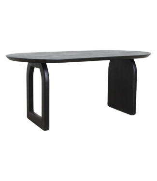 Raw Materials Bullnose eettafel zwart mix onderstel