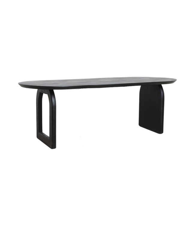 Raw Materials eettafel Bullnose zwart met mix onderstel