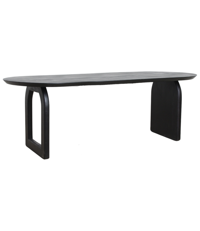 Raw Materials eettafel Bullnose zwart met mix onderstel