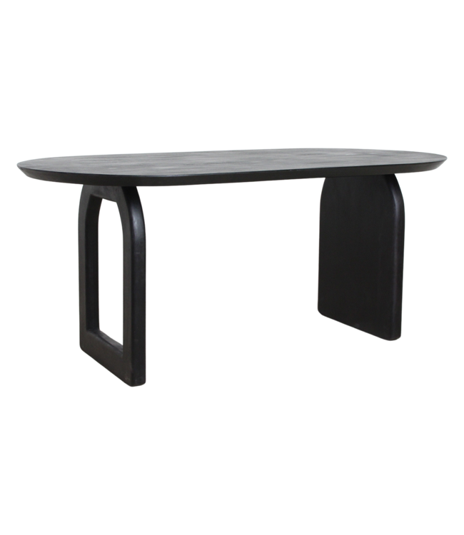 Raw Materials eettafel Bullnose zwart met mix onderstel