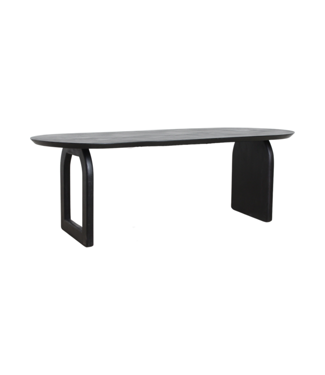 Raw Materials eettafel Bullnose zwart met mix onderstel