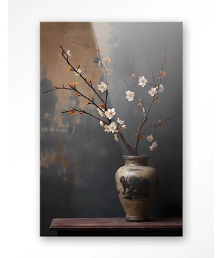 Urban Cotton Glasschilderij Dark Blossom Vase