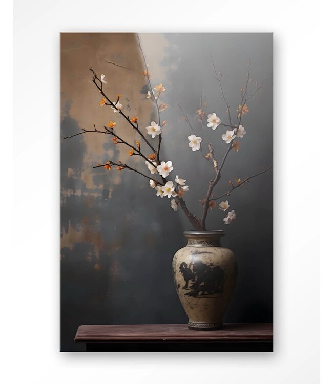 Urban Cotton glasschilderij Dark Blossom Vase