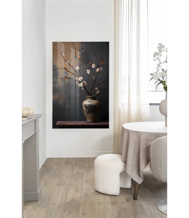 Urban Cotton glasschilderij Dark Blossom Vase