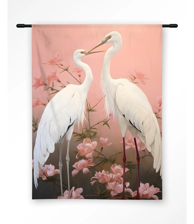 Urban Cotton Wandkleed Pink Love Birds
