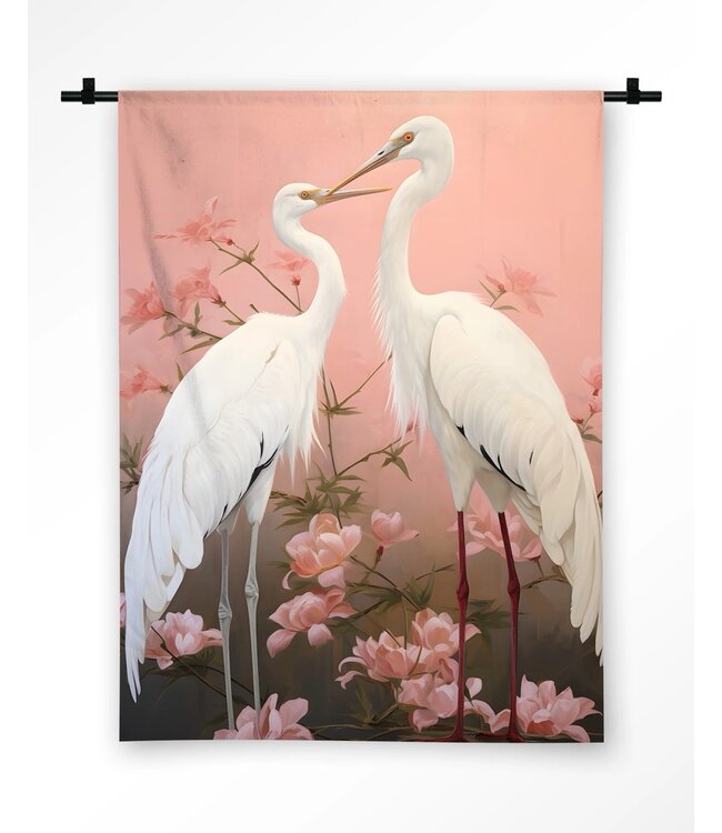 Urban Cotton Wandkleed Pink Love Birds