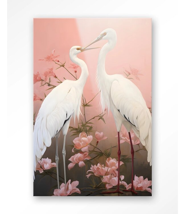 Urban Cotton glasschilderij Pink Love Birds