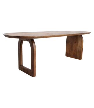 Raw Materials Bullnose eettafel bruin mix onderstel