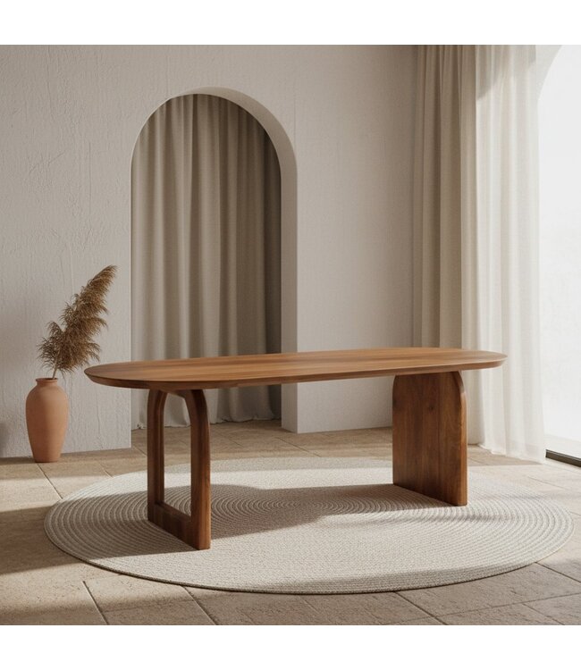 Raw Materials eettafel Bullnose bruin mix onderstel