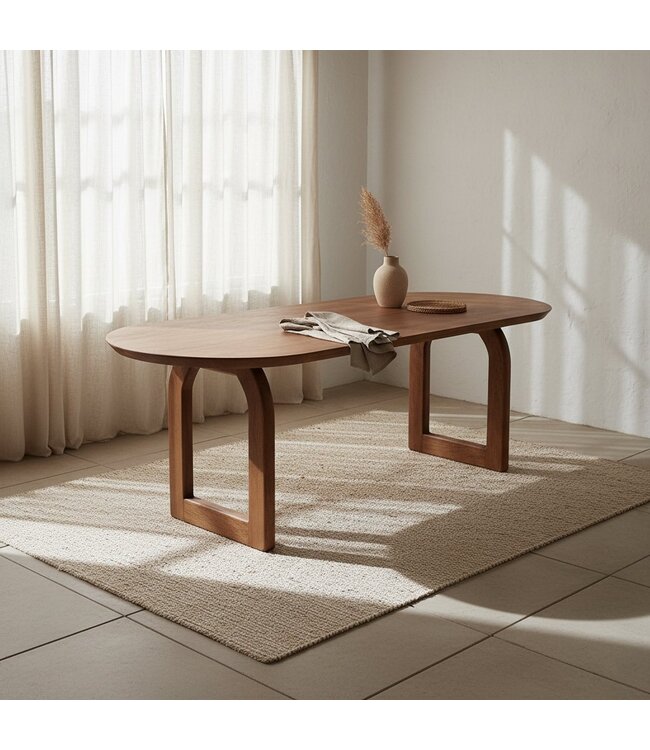 Raw Materials eettafel Bullnose bruin met open onderstel