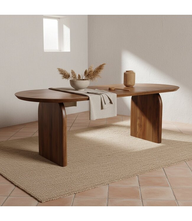 Bullnose eettafel bruin gesloten onderstel