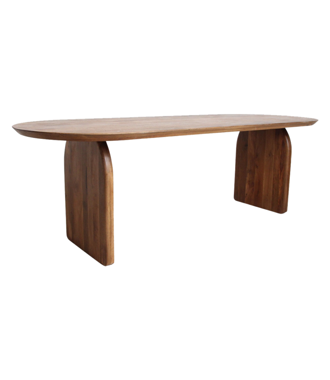 Bullnose eettafel bruin gesloten onderstel
