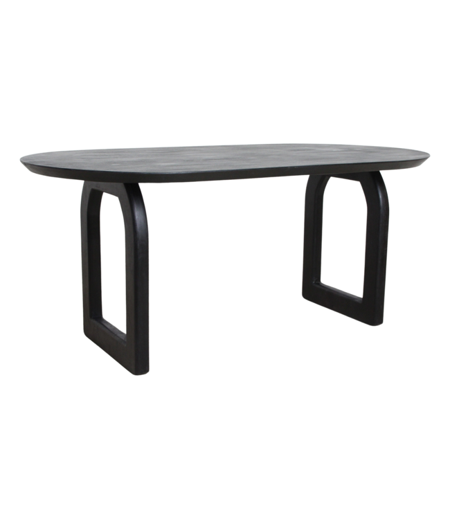 Raw Materials eettafel Bullnose zwart met open onderstel