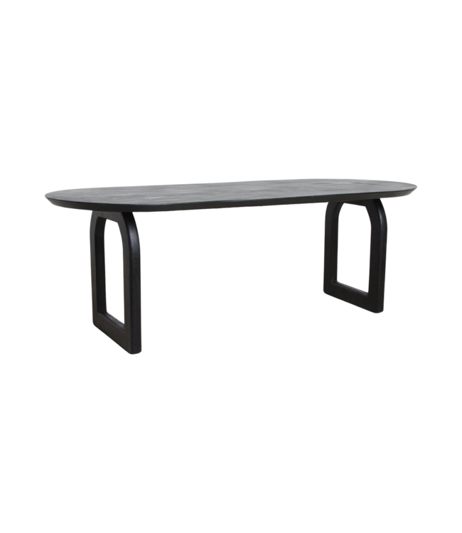 Raw Materials eettafel Bullnose zwart met open onderstel