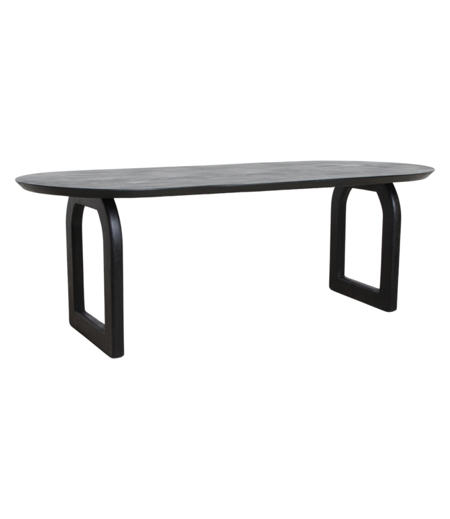 Raw Materials eettafel Bullnose zwart met open onderstel