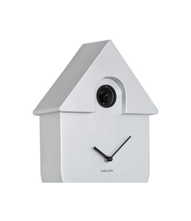 Karlsson wandklok Modern Cuckoo Metallic Silver